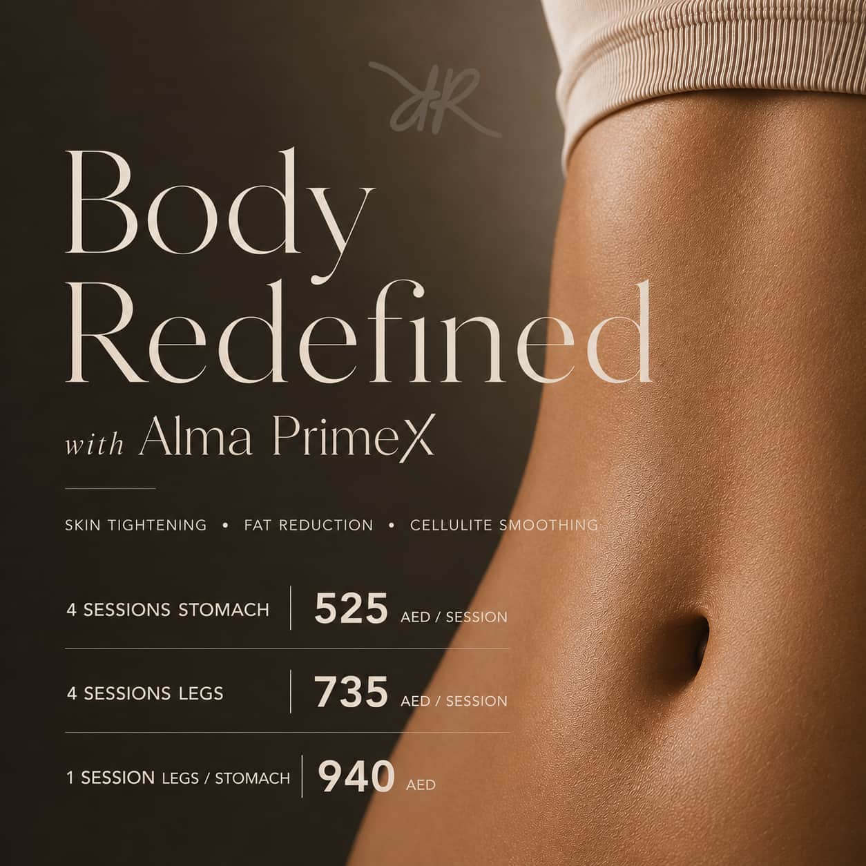 Alma PrimeX body contouring and cellulite treatment at Roxana Aesthetics Clinic Dubai