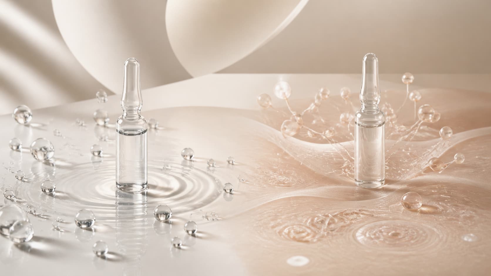 Polynucleotide vs skin booster ampoules representing skin regeneration and hydration
