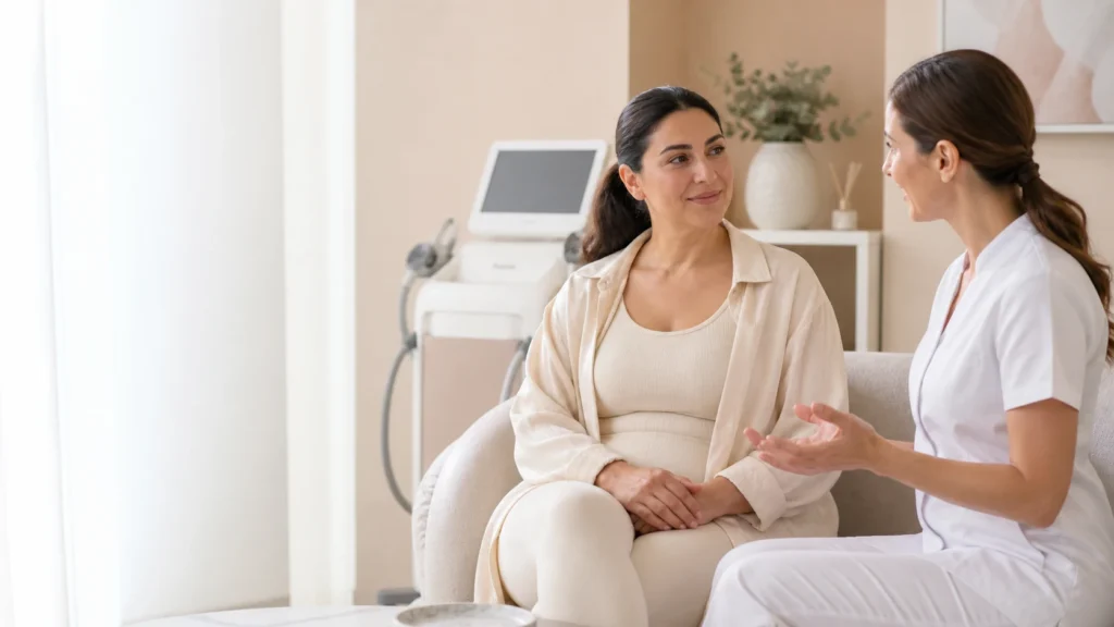 Alma PrimeX cellulite treatment consultation at Roxana Aesthetics Clinic Dubai