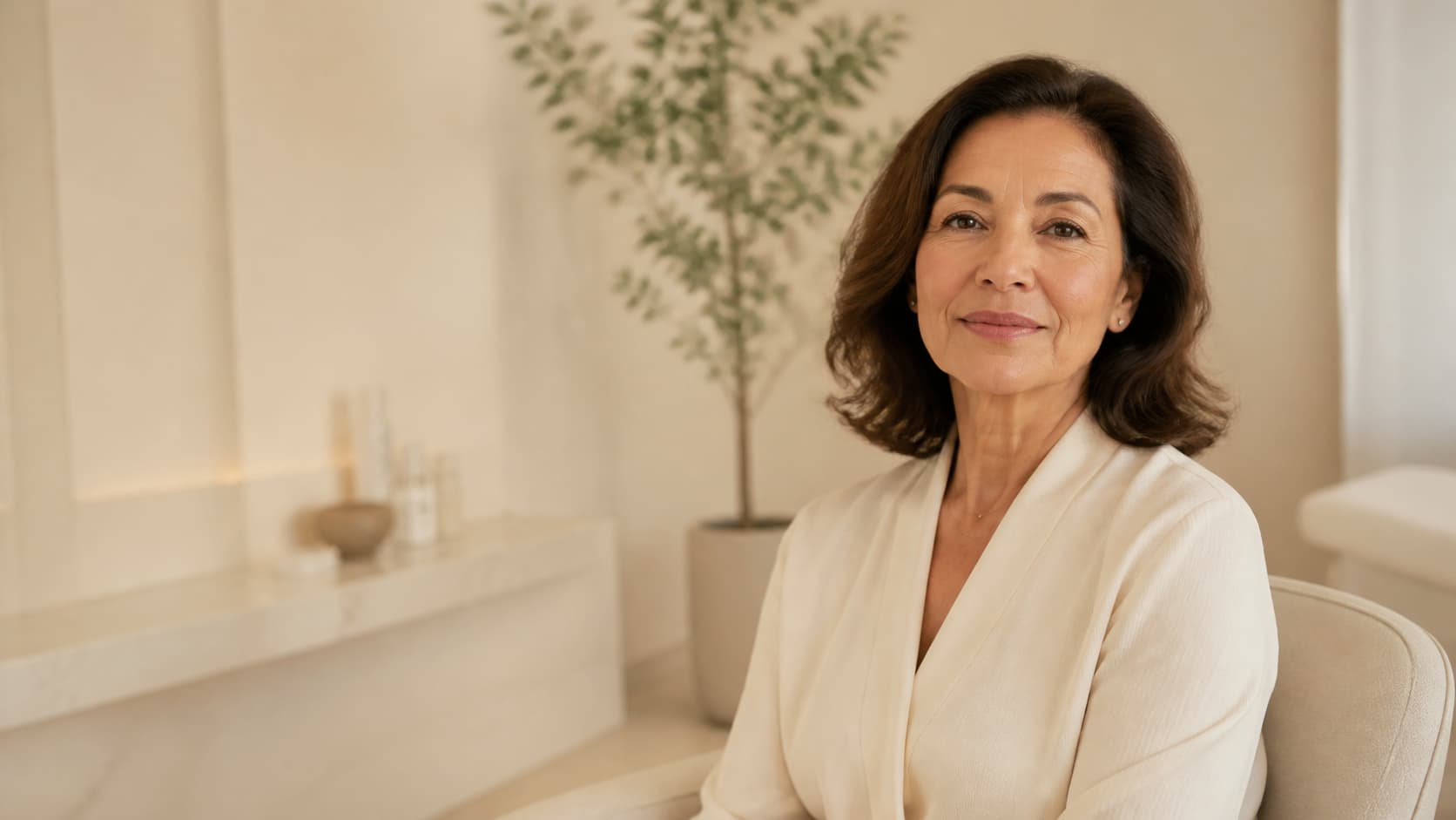 Woman discussing menopause skin treatments in Dubai at Roxana Aesthetics Clinic